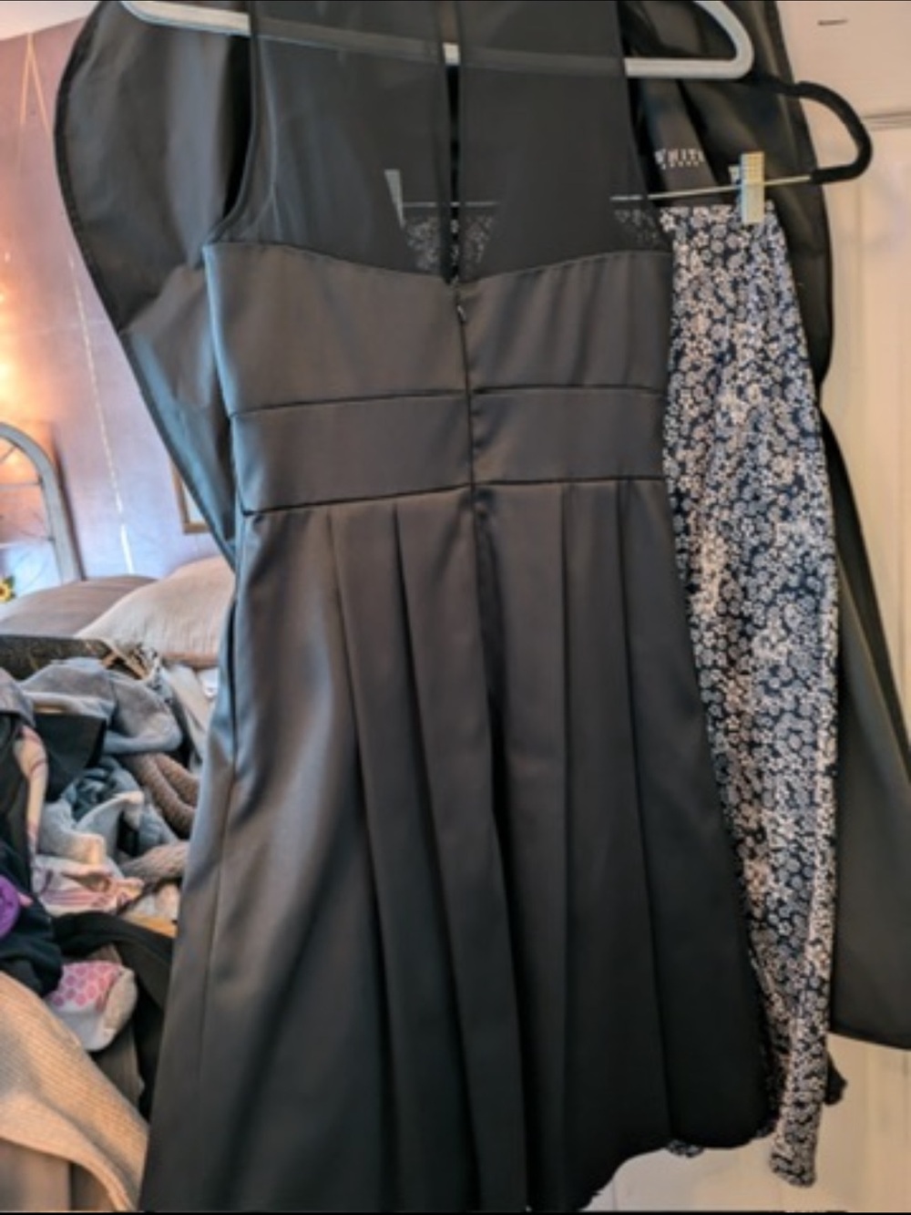 White House Black Market Black Backless Pleated Cocktail Dress